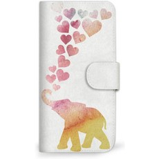 mitas AQUOS R6 SH-51B Folio Case with Mirror Watercolor Elephant Heart A (520) MIR-0230-A\/SH-51B, 한개옵션0, 1개