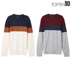 탑텐 남성 크루넥 컬러블럭 스웨터