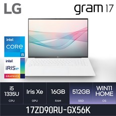 [당일출고] LG전자 2023 그램17 17ZD90RU-GX56K - 가벼운 사무용 인강용 노트북 [무선마우스 증정]