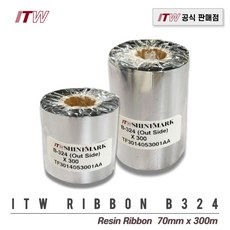 (당일출고)ITW B324 70mm x 300m 레진리본 바코드리본 라벨리본 열전사리본 아트지 유포지 인쇄, 1개