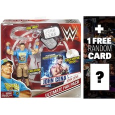 WWE John Cena 인식표 및 DVD Ultimate Fan Pack 액션 피규어 + 1 개의 무료 공식 트레이딩 카드 번들
