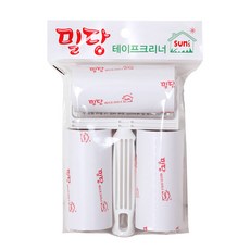 [5개묶음 할인]밀당 테이프크리너 테이프크리너 테이프클리너 돌돌이 JHCP-23273 롤클리너 롤크리너, 국산 테이프크리너 T핸들_화이트+리필3개 총81회