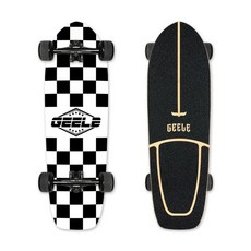 36종 GEELE 30인치 카버보드 랜드서핑 서프스케이트보드 트럭CX4, 블랙&화이트 체크[광대어판 추가]