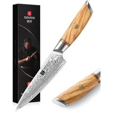 독일직구 XINZUO 다마스커스 강철 다용도 식칼 13cm VG10 올리브 나무 그립, Utility Knife