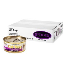 캣토리 프리미엄 적참치 고양이캔, 참치+게살, 80g, 24개