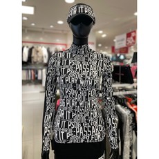 파사디골프 골프웨어 여자골프웨어 골프티셔츠 여성 간절기 봄 기능성 전판프린트 소매배색 터틀 이너 긴팔 티셔츠