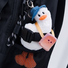 담배끊은아저씨 갸우뚱 식빵 오리 키링, 화이트, 1개