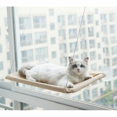 고양이 창문해먹 베이지 고양이유리창해먹 창문고양이해먹 캣해먹