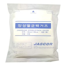 [JASCOR] 대형 멸균 팩 거즈 30cm X 50Cm - 4겹 1포 5매, 1개 - 대형거즈신상