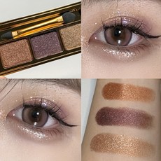 3가지 색상 방수 오래 지속되는 메탈릭 쉬머 아이섀도 팔레트 - 땀 방지 초보자에게 적합, 01 8 Brown