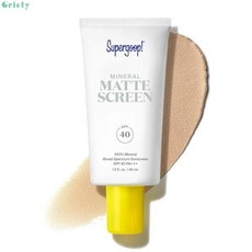 수퍼굽 슈퍼굽 미네랄 매트 스크린 (SPF 40) 45 mL 100 선크림 방수 117227, 0.5 Fl Oz (Pack of 1), 1개, 45ml
