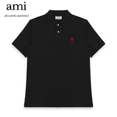 [AMI 아미] 20FW H20HJ207 760 001 스몰 하트 로고 폴로 카라티 블랙