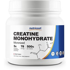 뉴트리코스트 모노 크레아틴 5000mg 후르츠펀치맛 500g 1통 78회분