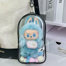팝마트 라부부 LABUBU 투명 보호 케이스 고급 소재 17cm 인형 보호 케이스 +고리 공 포함 (인형미포함), 10*5*19, 1개, 블랙
