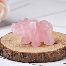 애완돌 천연 장식 크리스마스 공예 입상 광택 레이키 작은 돌 선물 곰 1PC 크리스탈 홈 동물 기념품, Rose Quartz