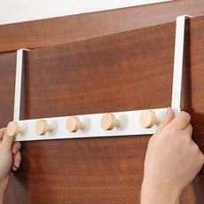 마벨인홈 간편설치 무타공 원목 도어행거 걸이 후크, 화이트, 1개
