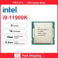 인텔 코어 i9-11900K i9 11900K 3.5 GHz 8 코어 16 스레드 11 번째 DDR4 CPU 프로세서 16M 125W LGA 1200 게임용 프로세서 신제품, 1개 - 11900k