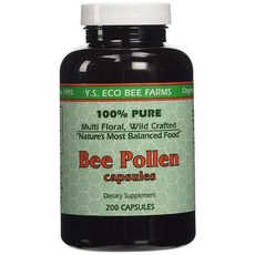 [미국 직구] YS Royal Jelly 허니 비 YS 에코 비 팜 100 % 순수 꿀벌 꽃가루 1000 mg 200 정, 200정, 1000mg