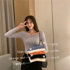 디에프 슬림 스퀘어넥 니트티 데일리 이너티셔츠 슬림티셔츠 여성의류