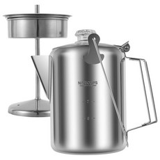 Percolator 커피 포트 스테인레스 스틸 커피 필터 주전자 최대 9 컵 커피 보관 스테인레스 스틸 야외 스토브탑 커피 메이커, 없음, 1) 1 set