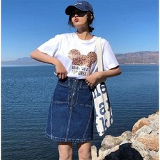 루키(fnzzlix) 여성 뚱뚱한 A라인 힙랩 200 근 블랙 슬림핏 데님스커트 뚱뚱함 이쁜이 미니스커트