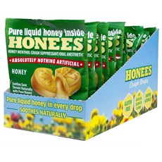 허니스 허니 멘솔 꿀 목캔디 사탕 20개 12팩 Honees Original Honey Menthol Cough Drops 20 Count 12 Pack, 단일상품