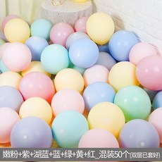 마카롱컬러 풍선장식세트 7컬러 (컬러 랜덤 묶음판매), 마카롱혼합7컬러(50개)