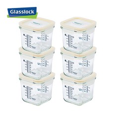 글라스락 글라스락베이비 눈금이유식용기 큰용량 사면결착캡 270ml_6조