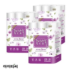 헬로키티 [KT알파쇼핑]아이티씨 꽃잎감촉 화장지(27m) 30롤 3겹 고급롤화장지(3겹이상), 3개