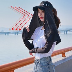 Q.D 캡선가드 목 얼굴 햇빛가리개 모자걸이형 골프 자외선차단, 블랙