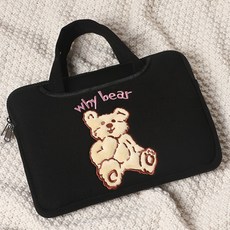 whybear 아이패드케이스 세컨드모닝 파우치 태블릿케이스 위글위글아이패드파우치, 블랙베어 [iPad pro12.9인치]
