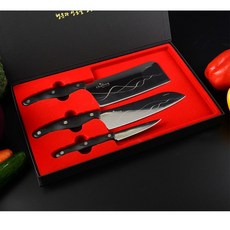 X나이프 3P 세트, 중식도+산도쿠+과도, 손잡이레드, 1개