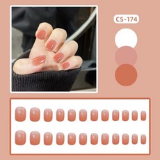 네일연장팁 24개대 프레스메인 큐어도구 무광택 인조손톱 abs 짧은 캐비닛 인조손톱 전체커버 네일아트 팁, 손톱 174-24개 세트, 1개
