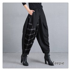 티피 가을 플러스 사이즈 바지 에스닉 스타일 스티칭 와이드 레그 팬츠 블루머 루즈 캐주얼 하렘 팬츠