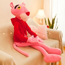 길쭉한 핑크팬더 봉제 인형 베개 애착 수면 대형 펜더 선물, 레드 맨투맨, 1m