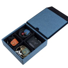 미테르 멀티 이어폰 DAP 플레이어 케이스 [최대 4개 IEM이어폰 또는 2개 DAP DAC AMP 플레이어 케이블 보관] MITER Earphone Multi Case 하드 박스, 인디고 블루