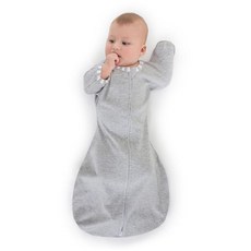 스와들디자인 SwaddleDesigns 신생아용 나비잠 우주복 3-6개월용 103618, 헤더 그레이, 스트라이프 트림, 1개