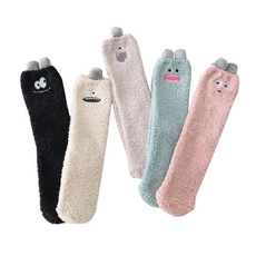 베베샤 극세사 롱 수면양말 귀여운 몬스터 기모 포근 발보호 우정 겨울 선물 양말, 블랙, 1개