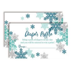 Blue and Silver Snowflake Diaper Raffle Tickets fo 남아 베이비 샤워용 파란색 및 은색 눈송이 기저귀 추첨 티켓 AmandaCreation, Bring a Pack of Diapers to Wi, 1개