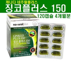 캐나다 징코플러스150 은행잎 추출물 징코빌로바 징코민 기넥신 기억력 비타민B12 아연 비타민D 혈행개선 뇌건강 영양제, 2개