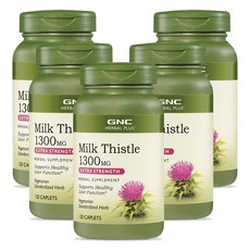 GNC 미국 지앤씨 5병 Herbal Plus Milk Thistle 1300 MG 120 Caplets 밀크씨슬 1300MG 120정 밀크시슬