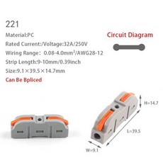 5/10PCS 미니 컴팩트 와이어 커넥터 2/3 핀 Splicing 푸시 inTerminal 블록 1 Multiple Out 고정 홀 28-12AWG, [01] NC-221, [02] 10 PCS