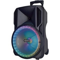 Portable Bluetooth Speaker LED Lights 12' Woofer 1.5' Tweeter Trolley & Wheels USB SD Card AUX FM Inputs 3 600 mAh-B083F565DD, one color / one size