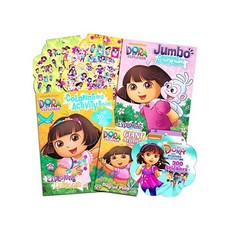 Dora the Explorer Coloring Book Super Set -- 3 Dora Coloring Books with Bonus Sticker Bundle (Dora and Friends Party Supplies), One Size