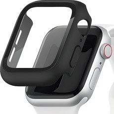 SINJIMORU Apple Watch 9H一體式滿版螢幕保護錶框, 黑色