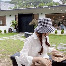 소어로랑 양면 모자 체크 왕대두버킷햇 어부모자 삼시세끼 공효진모자 이효리 정유미 여름방학 캠핑 벙거지