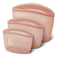 퍼기 3중 밀폐 실리콘 지퍼백 3종 세트 드라이로즈, 1세트, 500ml + 850ml + 1500ml 1세트, 500ml, 850ml, 1500ml