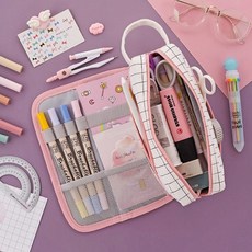 SPECIAL COTTON 대용량 지퍼 학생 필통 중학생 고등학생 대학생, 화이트