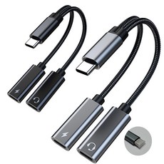 [보호캡] 로켓 2in1 고속충전 듀얼 젠더 C핀 USB C Type otg PD 3.5mm 이어폰 헤드폰 키보드 마우스 어뎁터 분배기 아이폰 갤럭시 AUX Y잭 오디오 HIFi, AC01(C-type), 1개, 실버