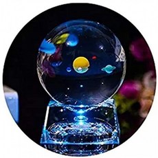 태양계 모형과 LED 램프 기초를 가진 3D 수정 구슬 ALLOMN 소형 80mm 은하 수정 구슬 유리 구체 구체, 1, 단일옵션